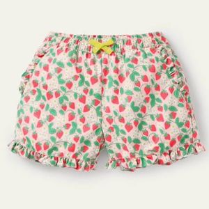 Mini Boden Frill Hem Shorts Pink Strawberry Ditsy 14 Y